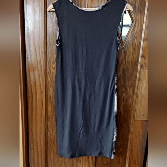 Simply Vera Wang Sleeveless Ruched Waist Brown Abstract Dress SMALL - Picture 5 of 8